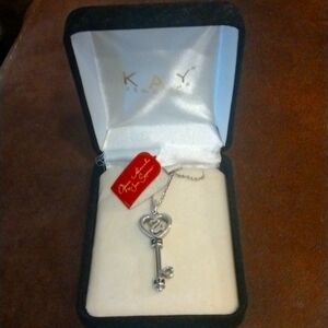 NWT, Sterling Silver With Diamonds Jane Seymour's Key to My Heart Necklace